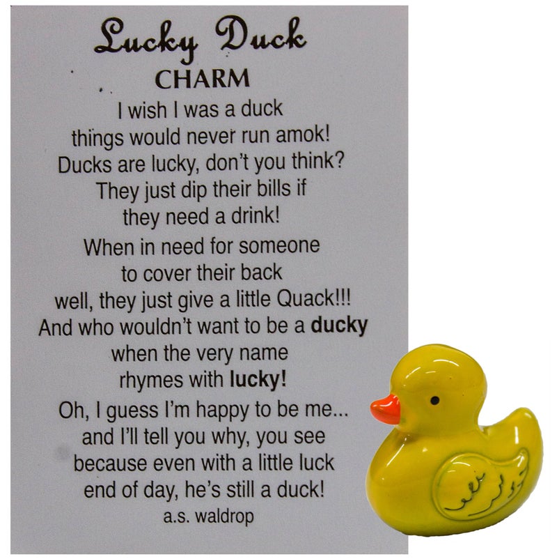 Ganz Lucky Little Duck Pocket Charm with Story Card, Yellow - Image 1